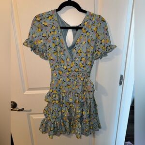 Lulu's Mini Dress in Blue with Elegant Ruffles